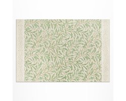 Wallfluent Vinyl Buitenkleed - Vinyl Vloerkleed Buiten Vintage William Morris Bladillustratie - 150 x 225 cm - Rechthoek Slijtvast Tapijt - Groente UV-Bestendig Buitenkleed - Bloemen En Planten Trendy Vinyl Tapijt - Voor Buitenkeuken Of Loungehoek