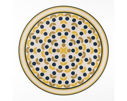 Wallfluent Vinyl Tapijt - Kleine Bloemen En Bladeren In Een Regelmatig Patroon PVC Floor Mat - 60 cm - Rechthoek Vinylmat - - Geel PVC Vloer Mat - Woonkamertapijt - Slaapkamertapijt