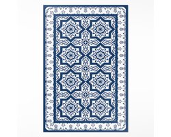 Wallfluent Vinyl Tapijt - Portugese Stijl Gedecoreerde Tegels PVC Floor Mat - 150 x 225 cm - Rechthoek Vinylmat - Blauw PVC Vloer Mat - Haltapijt - Kantoortapijt