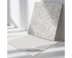 Wallfluent Vinyl Tegels - Betonachtige textuur Zelfklevende PVC Tegels - 20 cm x 20 cm - Grijs Vinyl Tegels - Verpakking van 20 stuks - Vierkant PVC Tegels - Texturen Plaktegels - Vinyl Vloer Tegels - Plaktegels Keuken en Badkamer