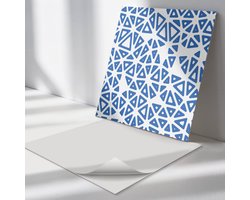 Wallfluent Vinyl Wandpaneel - Abstract driehoekpatroon Wandpaneel PVC - 50 cm x 50 cm - Blauw Vinyl Wandpaneel - Set van 4 - Vierkant Wandbekleding Vinyl - Patroon Wandpaneel - Zelfklevend Wandpaneel - Wandpaneel Keuken en Badkamer