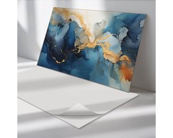 Wallfluent Vinyl Wandpaneel - Abstract patroon met golven Zelfklevend Muurpaneel - 120 cm x 60 cm - Blauw Vinyl Wandpaneel - 1 stuk - Rechthoekig Wandbekleding Vinyl - Abstractie Wandpaneel - Vinyl Wandbekleding - Wandpaneel Keuken en Badkamer