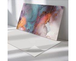 Wallfluent Vinyl Wandpaneel - Abstracte golven en vlekken Zelfklevende Wandbekleding - 100 cm x 50 cm - Turkoois Vinyl Wandpaneel - 1 stuk - Rechthoekig Wandbekleding Vinyl - Abstractie Wandpaneel - Wandpaneel PVC - Wandpaneel Keuken en Badkamer