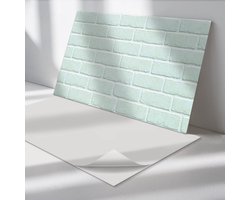 Wallfluent Vinyl Wandpaneel - Bakstenen muurpatroon Vinyl Wandbekleding - 100 cm x 50 cm - Romig PVC wandpaneel - Verpakking van 1 stuk - Rechthoekig Wandbekleding Vinyl - Texturen Wandpaneel - Zelfklevend Muurpaneel - Wandpaneel Keuken en Badkamer
