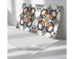 Wallfluent Vinyl Wandpaneel - Geometrisch patroon met cirkels Vinyl Wandbekleding - 100 cm x 50 cm - Bruin PVC wandpaneel - 1 stuk - Rechthoekig Wandbekleding Vinyl - Abstractie Wandpaneel - Zelfklevend Muurpaneel - Wandpaneel Keuken en Badkamer