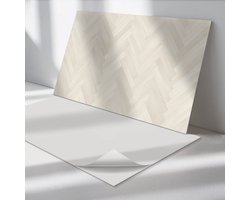 Wallfluent Vinyl Wandpaneel - Visgraatpatroon in hout Zelfklevende Wandbekleding - 100 cm x 50 cm - Romig Vinyl Wandpaneel - 1 stuk - Rechthoekig Wandbekleding Vinyl - Texturen Wandpaneel - Wandpaneel PVC - Wandpaneel Keuken en Badkamer