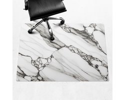 Wallfluent - Vloerbeschermer Marmeren Aderen - 140x100 cm - Zwart En Wit Bureau Stoel Mat - Rechthoekig - Vloerbeschermer Harde Vloer-Stoel Mat-Kantoordecoraties - Organisch marmerpatroon