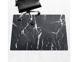 Wallfluent - Vloerbeschermer Marmeren Aderen - 140x100 cm - Zwart En Wit Vloerbeschermer Bureaustoel Tapijt - Rechthoekig - Vloerbeschermer Groot-Stoel Mat-Kantoordecoraties - Organisch marmerpatroon