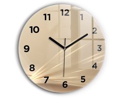 Wallfluent Wandklok - Abstract licht Decoratieve Wandklok - 60 cm x 60 cm - Gouden Wandklok - Zwarte Handen - Wandklok Met Cijfers - Kinder Wandklok Glas - Ronde Glazen Klok - Minimalistisch Wandklok - Decoratieve Wandklok