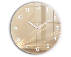 Wallfluent Wandklok - Abstract licht Klok als Muurdecoratie - 60 cm x 60 cm - Gouden Wandklok - Witte Handen - Wandklok Met Cijfers - Wandklok Glas Woonkamer - Ronde Glazen Klok - Scandinavisch Wandklok - Klok als Muurdecoratie