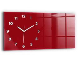 Wallfluent Wandklok - Rood Glazen Klok Rechthoekige - 60 cm x 30 cm - Rood Wandklok - Witte Handen - Wandklok Met Cijfers - Wandklok Glas Woonkamer - Rechthoekige Glas Klok - Industrieel Wandklok - Rechthoekige Glazen Wandklok