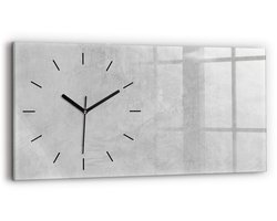 Wallfluent Wandklok - Stenen muur Unieke Wandklok - 60 cm x 30 cm - Grijs Wandklok - Zwarte Handen - Wandklok Zonder Cijfers - Wandklok Glas Woonkamer - Rechthoekige Glas Klok - Scandinavisch Wandklok - Klok als Muurdecoratie