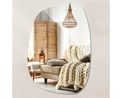 Wallfluent Wandspiegel - Organische Spiegel - 49 cm x 34 cm - Badspiegel Vlek - Toiletspiegel Onregelmatig - Organische Vorm Spiegel - Spiegel Asymmetrisch - Woonkamer Spiegel - Moderne Spiegel