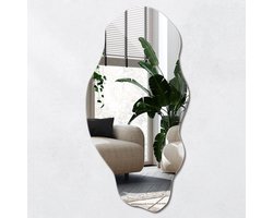 Wallfluent Wandspiegel - Organische Spiegel - 50 cm x 100 cm - Spiegel Met Onregelmatige Vorm - Organisch Gevormde Spiegel - Minimalistische Spiegel - Onregelmatige Wandspiegel - Hal Spiegel - Decoratieve Spiegel - Spiegel Organische Vorm