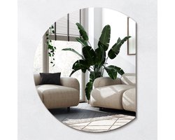 Wallfluent Wandspiegel - Spiegel Rond Afgesneden - 70 cm x 80 cm - Halve cirkel spiegel - Ronde Bijgesneden Spiegel - Stijlvolle Spiegel - Halfronde wandspiegel - Woonkamer Spiegel - Luxe Spiegel - Asymmetrische wandspiegel