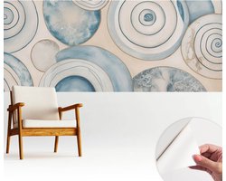 Wallfluent Zelfklevend Fotobehang - Beige Vliesbehang - 250x104 cm - Spiraalvormige Wervels Behang Zonder Lijm - Gang behang Abstractie - Makkelijk Aan Te Brengen Behang - Bubble Free Behang
