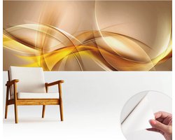 Wallfluent Zelfklevend Fotobehang - Beige Vliesbehang - 250x104 cm - Zachte Lijnen Behang Zonder Lijm - Gang behang Abstractie - Scheurbestendig Behang - Bubble Free Behang