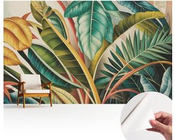 Wallfluent Zelfklevend Fotobehang - Groente Vliesbehang - 416x254 cm - Exotische Bladeren Behang Zonder Lijm - Gang behang Bloemen En Planten - Makkelijk Aan Te Brengen Behang - Bubble Free Behang