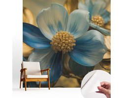 Wallfluent Zelfklevend Fotobehang - Wit Vliesbehang - 250x250 cm - Bloemarrangement Behang Zonder Lijm - Gang behang Bloemen En Planten - Scheurbestendig Behang - Bubble Free Behang