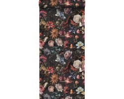 Walls4You behang bloemmotief grijs, roze en blauw - 935330 - 0,53 x 10,05 m