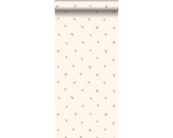Walls4You behang confetti hartjes beige en goud - 935291 - 0,53 x 10,05 m