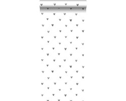 Walls4You behang confetti hartjes grijs en wit - 935299 - 53 cm x 10,05 m