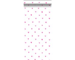 Walls4You behang confetti hartjes roze en wit - 935292 - 0,53 x 10,05 m