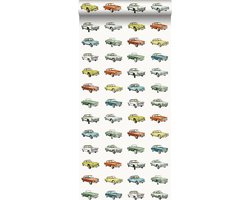 Walls4You behang getekende vintage auto's multicolor op wit - 935288 - 53 cm x 10,05 m