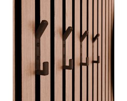 WallTune® Dubbele Kapstokhaak voor Akoestische Panelen & Lattenwanden – Beschikbaar in drie maten voor diverse type panelen – Incl. Plug, Schroef & Boormal – 1,3 cm Latruimte – Kunststof-Carbon