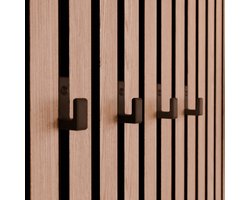 WallTune® Kapstokhaak voor Akoestische Panelen & Lattenwanden – Beschikbaar in drie maten voor diverse type panelen – Incl. Plug & Schroef – 1 cm Latruimte – Kunststof-Carbon