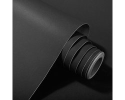 Wallways Zelfklevend Behang - Muurdecoratie - Waterbestendig en Hittebestendig - 60 cm x 10 m - Solid Black