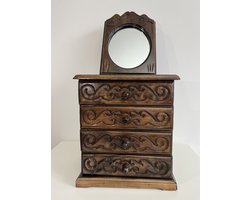 Walnoot Carved Crate Houten juwelendoos Stijlvolle houten opbergdoos met 4 laden 26 * 16 * 29 cm