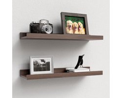 Walnoot zwevende planken voor muur, set van 2, 120 cm in totaal, houten zwevende planken modern voor foto rand display, wanddecoratie, voor kamerdecoratie, woonkamer, slaapkamer, badkamer, keuken, antieke afwerking