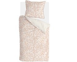Walra Dekbedovertrek Blushed Leaves - 140x220 - 70% gerecycled Katoen (GRS) / 30% Katoen (BCI) - Off White / Roze