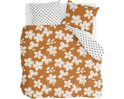Walra Dekbedovertrek Fancy Flowers - 200x220 - 100% Katoen (BCI) - Cognac