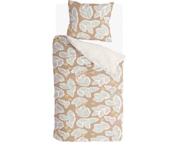 Walra Dekbedovertrek Lovely Leaves - 140x220 - 100% Katoen (BCI) - Bruin / Beige