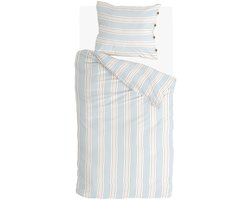 Walra Dekbedovertrek Remade Striped Harmony - 140x220 - 100% katoen - Off White / Blauw