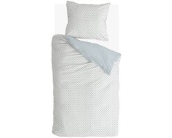 Walra Dekbedovertrek Warm Whispers - 140x220 - 100% Katoen (BCI) - Off White / Blauw