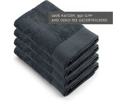 Walra handdoeken 70x140 Soft Cotton - 4-delig - Badlaken 550 g/m² - 100% Katoen - Handdoekenset Antraciet