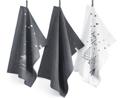 Walra Keukenset Hello Winter - 3x 50x70 - 100% Katoen - Blauw