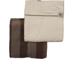 Walra Keukentextiel - Basic & Brown Bruin/Zandkleur - 1x 50x50 & 1x 50x70 - 100% Katoen
