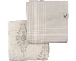 Walra Keukentextiel - Retro Check Grijs - 1x 50x50 & 1x 50x70 - 100% Katoen