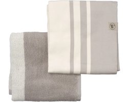 Walra Keukentextiel - Stone Stripe - 1x 50x50 & 1x 50x70 - 100% Katoen
