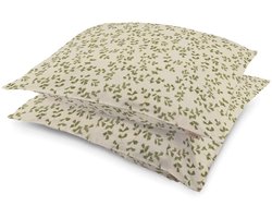 Walra Kussensloop Dancing Twigs - 2x 60x70 - 100% Katoen (BCI) - Groen