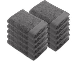 Walra Remade Handdoeken 50x100 cm - set van 10 - Zware kwaliteit 550 g/m2 - Antraciet