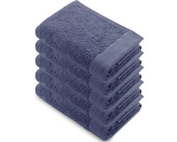 Walra Remade Handdoeken 60x110 - set van 5 - Zware kwaliteit 550 g/m2 - Blauw