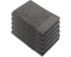 Walra Remade XL Handdoeken 70x140 - set van 5 - Zware kwaliteit 550 g/m2 - Antraciet