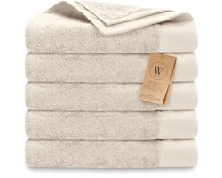 Walra Remade XL Handdoeken 70x140 - set van 5 - Zware kwaliteit 550 g/m2 - Beige