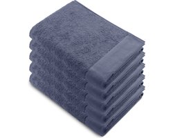 Walra Remade XL Handdoeken 70x140 - set van 5 - Zware kwaliteit 550 g/m2 - Blauw