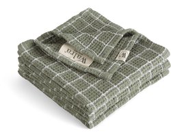 Walra Vaatdoek Katoen - Dry with Cubes - 3x 30x30 - Legergroen